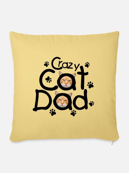 Crazy Catdad - Sofakissen mit Füllung 45 x 45 cm - Hellgelb