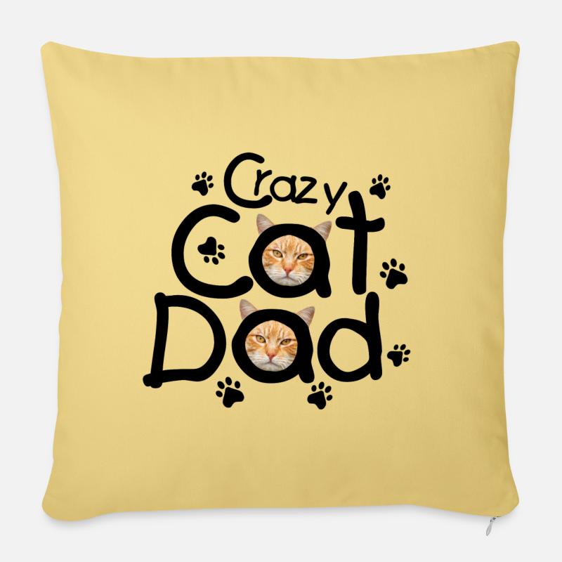Crazy Catdad - Sofakissen mit Füllung 45 x 45 cm - Hellgelb