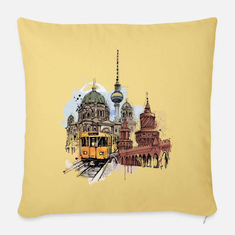 Berliner U-Bahn Collage - Sofakissen mit Füllung 45 x 45 cm - Hellgelb