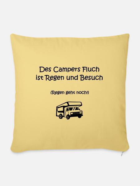 Des Campers Fluch ist Regen und Besuch - Sofakissen mit Füllung 45 x 45 cm - Hellgelb
