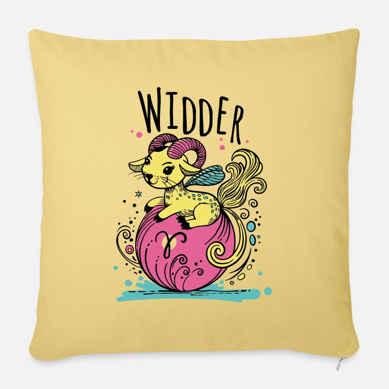 Katzen Sternzeichen Widder - Sternbild Widder - Sofakissen mit Füllung 45 x 45 cm - Hellgelb