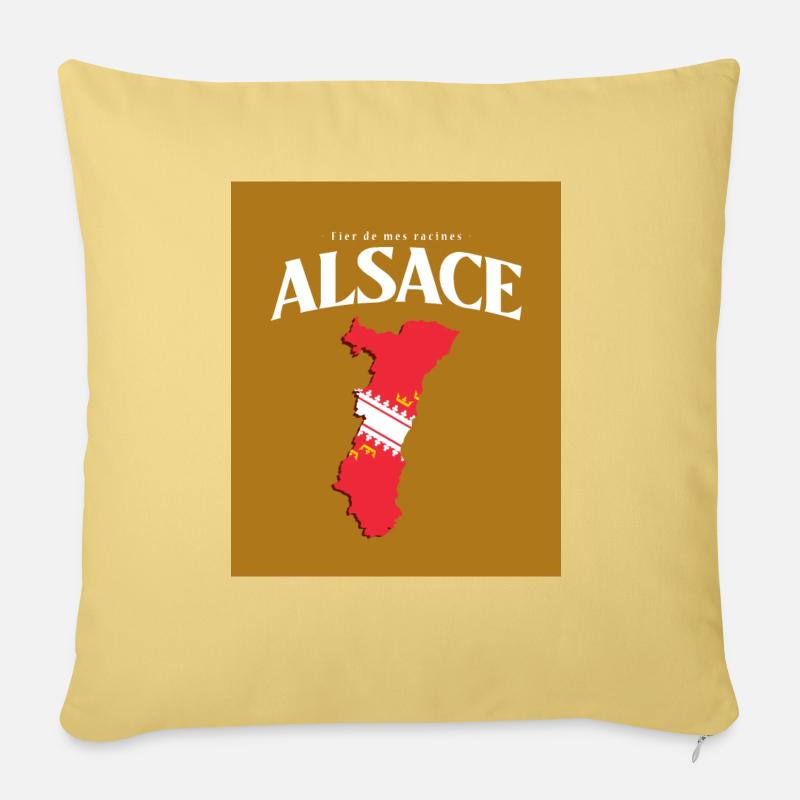 Fier de mes Racines Alsace Or - Coussin et housse de 45 x 45 cm - jaune délavé