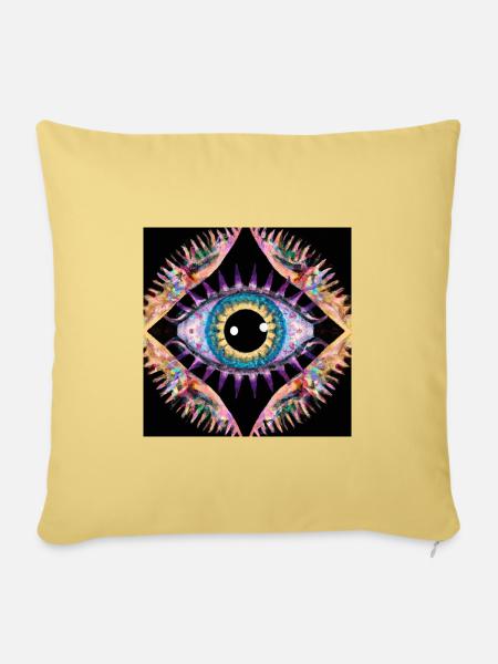 Psychedelic Eye - Sofakissen mit Füllung 45 x 45 cm - Hellgelb