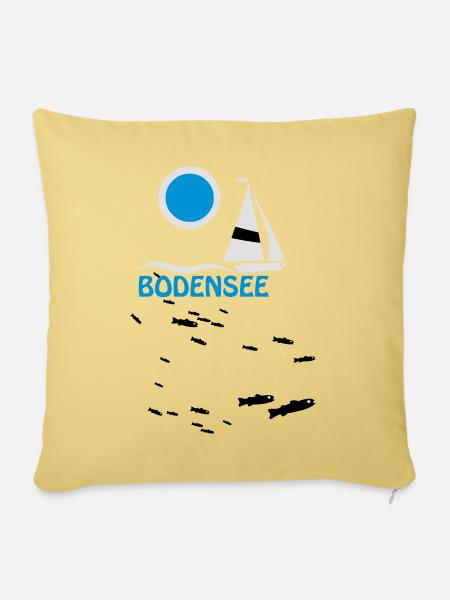 Bodensee - Felchen T-Shirt - Sofakissen mit Füllung 45 x 45 cm - Hellgelb
