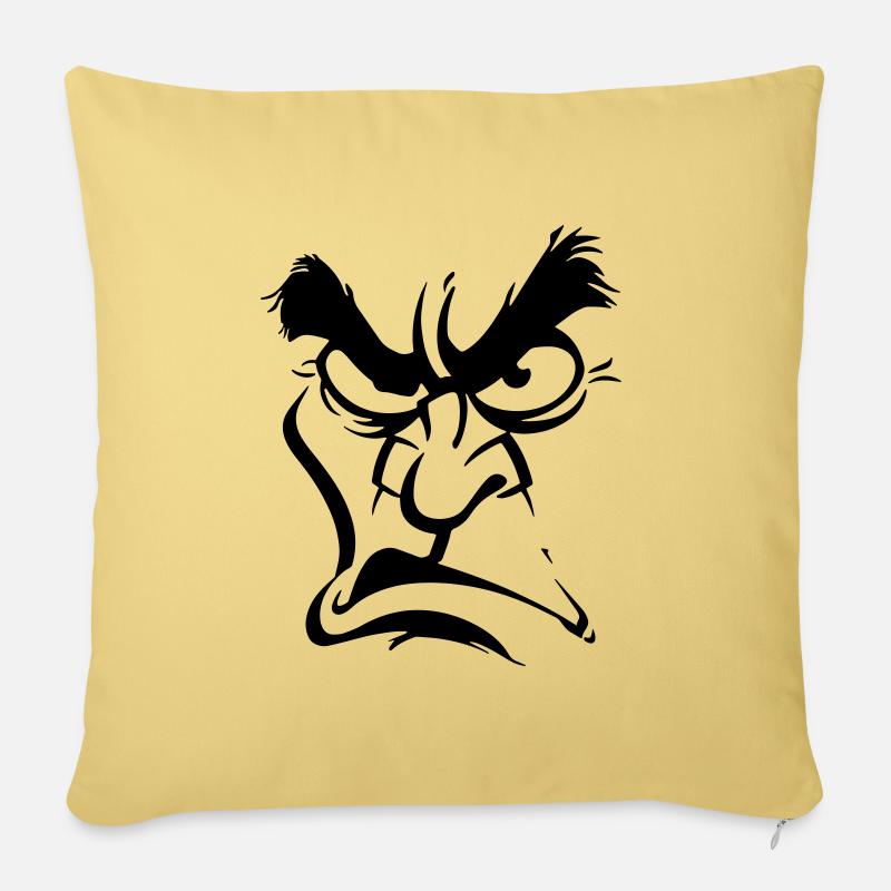Angry Expression - Sofa pillow with filling 45cm x 45cm - washed yellow