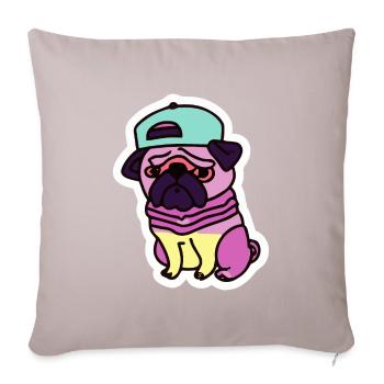 Hip-Hop Pug 80s 90s Dog Puppy - Sofa pillow with filling 45cm x 45cm - light taupe - Front