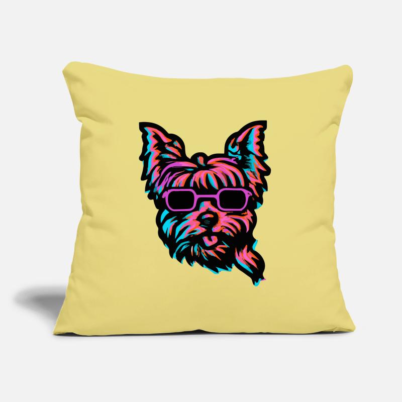 Yorkshire Terrier Synthwave Chien Yorkie Coussin et housse de 45 x 45 cm