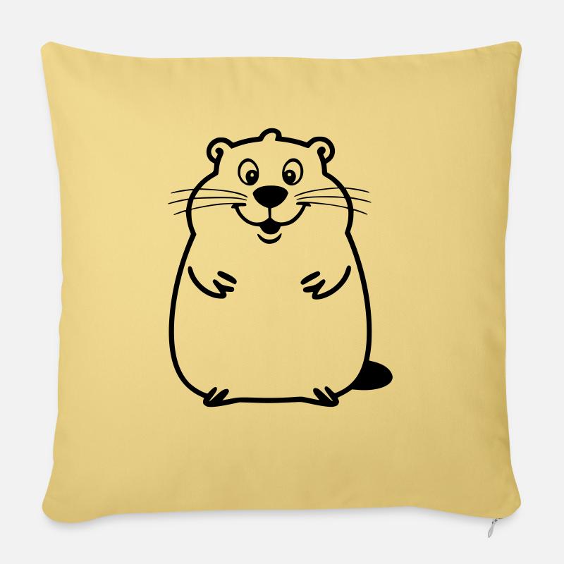 Chubby beaver as vector illustration - Sofa pillow with filling 45cm x 45cm - washed yellow