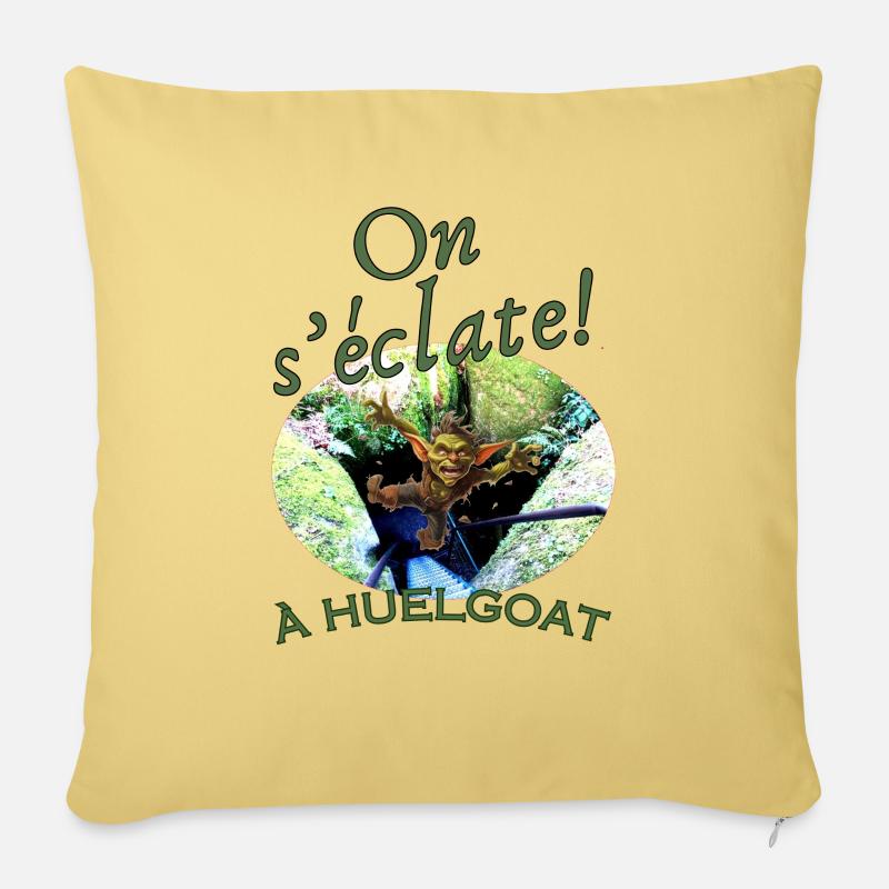 On s éclate à Huelgoat - Coussin et housse de 45 x 45 cm - jaune délavé