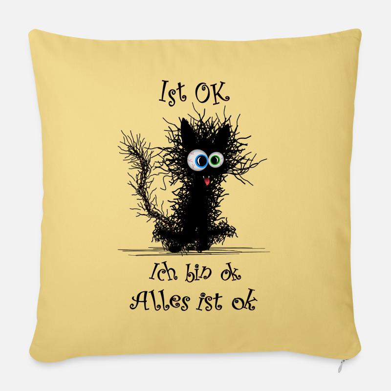 Katze Ich bin ok it`s fine - Sofakissen mit Füllung 45 x 45 cm - Hellgelb
