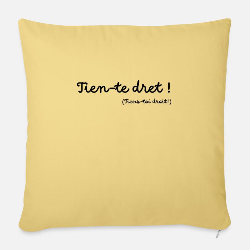 Tien te dret - noir - expression occitan - Coussin et housse de 45 x 45 cm - jaune délavé