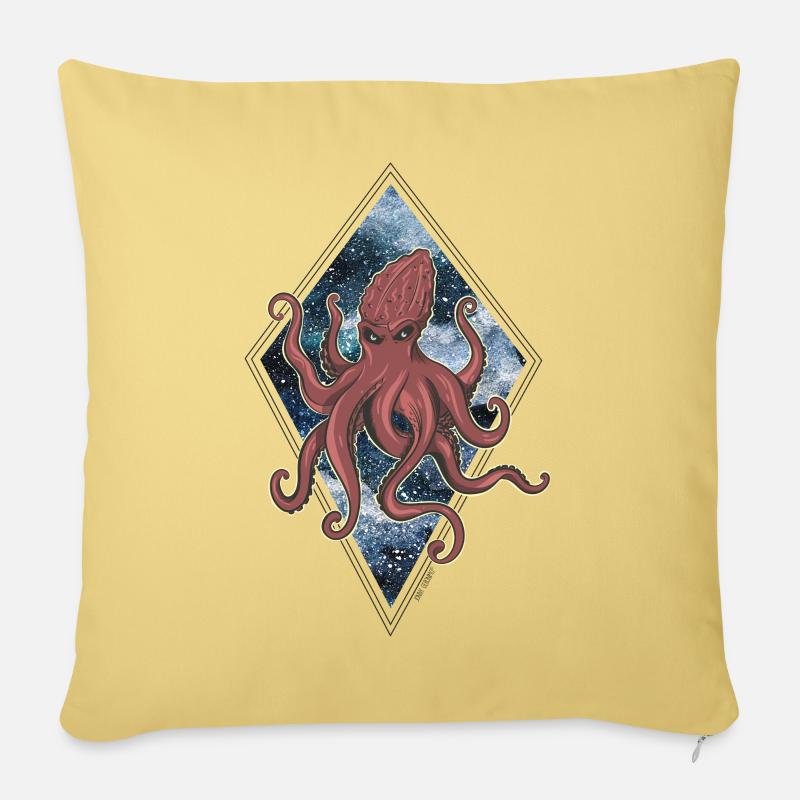 Octopus in the Ocean Sky© - Coussin et housse de 45 x 45 cm - jaune délavé