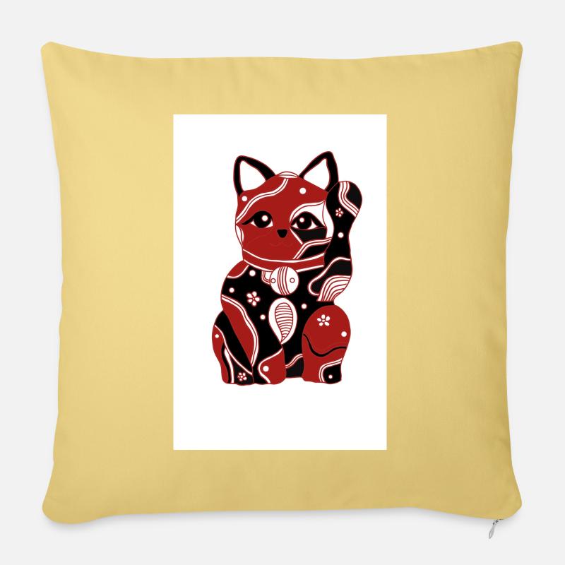 Chinesische Katze - Sofakissen mit Füllung 45 x 45 cm - Hellgelb