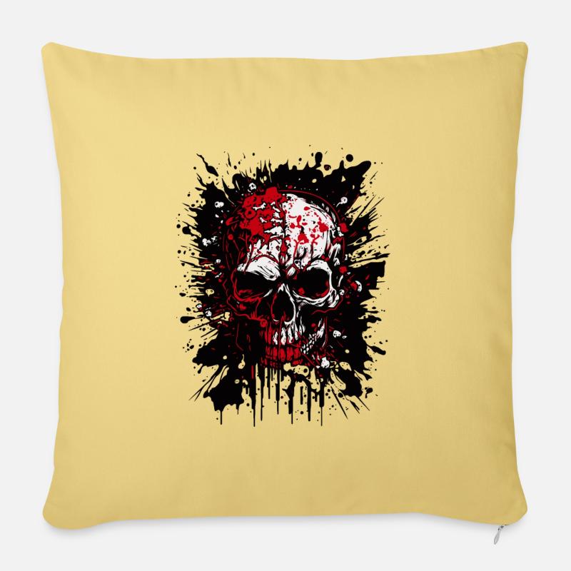 Crâne - Coussin et housse de 45 x 45 cm - jaune délavé
