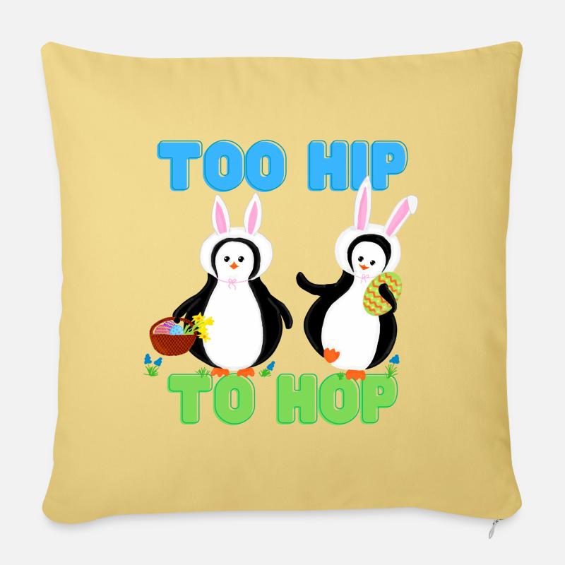 Trop branché pour hop Pingu lapin de Pâques - Coussin et housse de 45 x 45 cm - jaune délavé