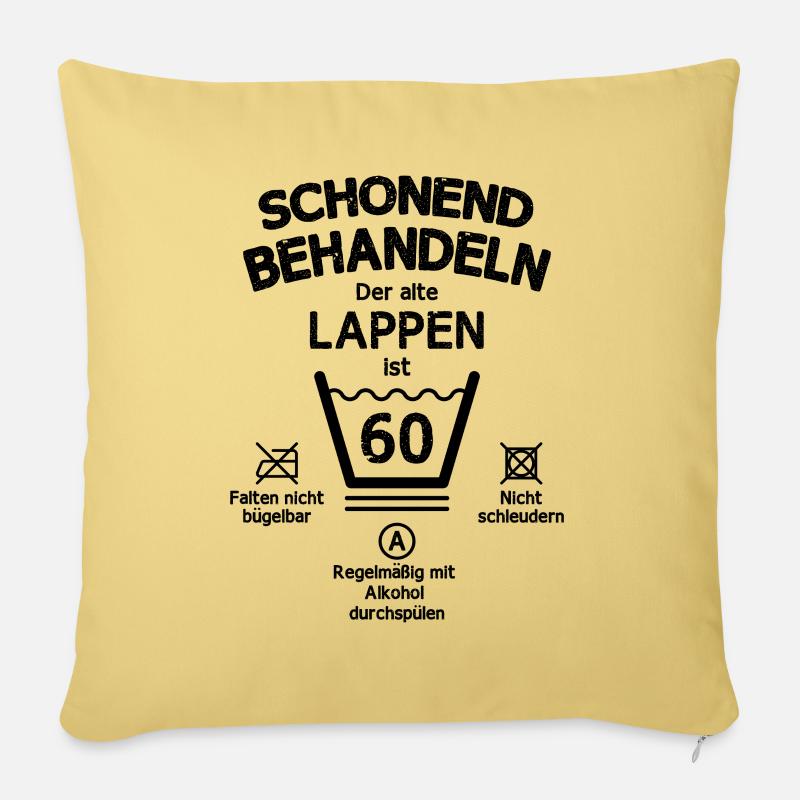 Der Alte Lappen, Schonend Behandeln 60. Geburtstag - Sofakissen mit Füllung 45 x 45 cm - Hellgelb