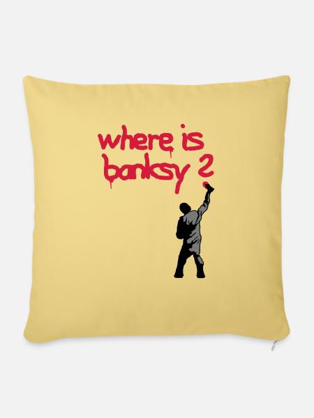 where is banksy - Sofakissen mit Füllung 45 x 45 cm - Hellgelb