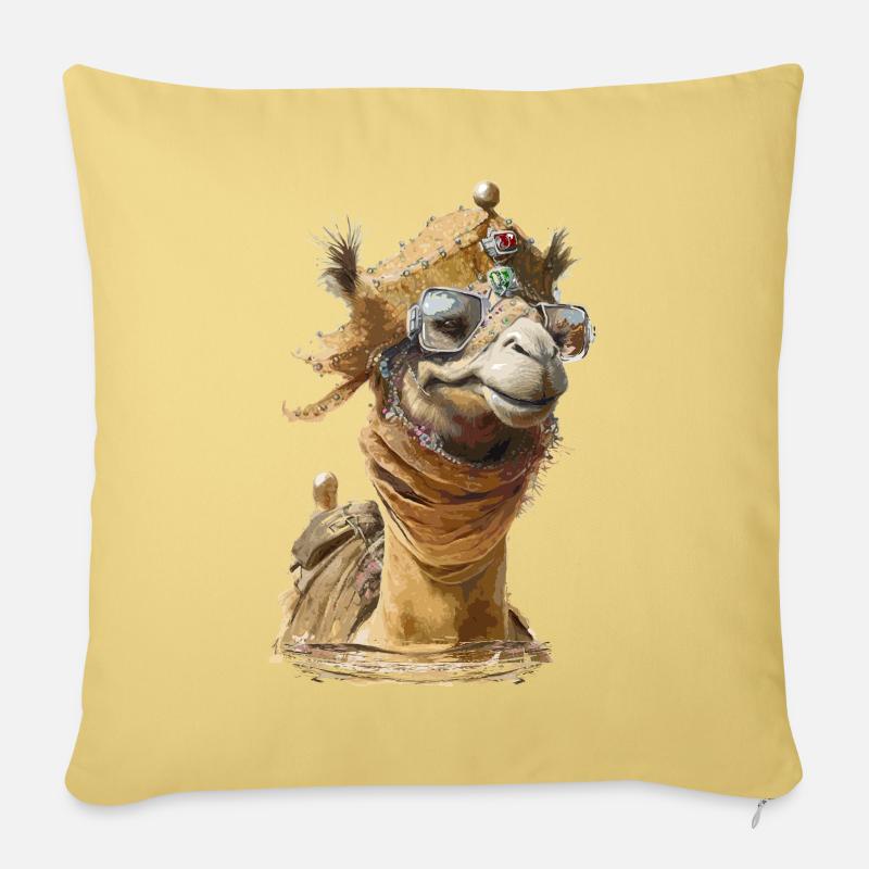 Chameau cool - Coussin et housse de 45 x 45 cm - jaune délavé