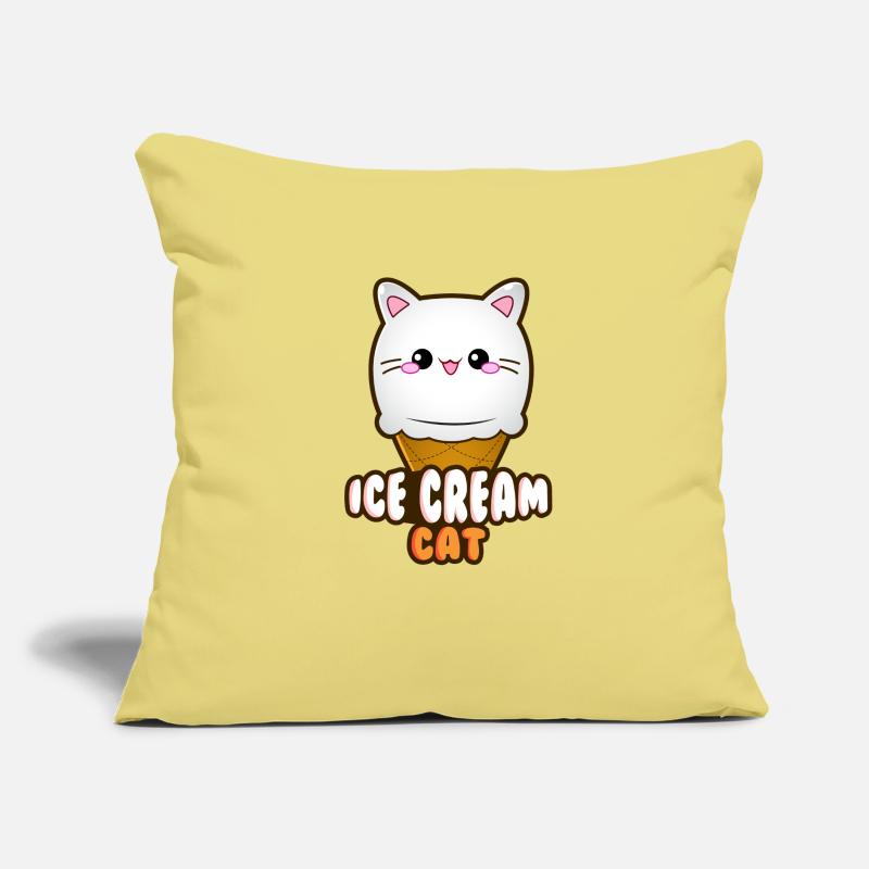Ice Cream Cat Eiscreme Eis Katze Vanille Eiskugel Sofakissen mit Füllung 45 x 45 cm