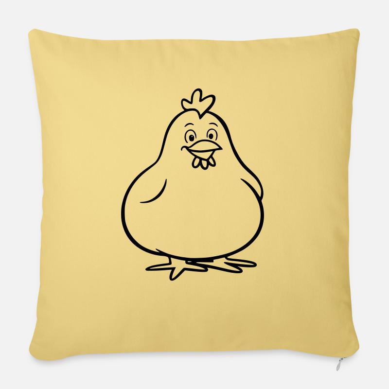 Poulet potelé comme illustration vectorielle - Coussin et housse de 45 x 45 cm - jaune délavé