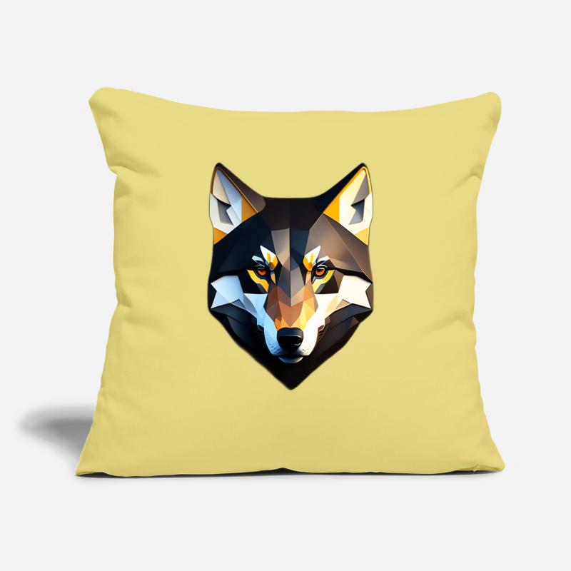 Conception de visage à faible Poly Wolf Coussin et housse de 45 x 45 cm