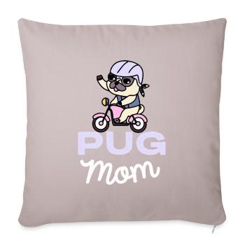 Mops Mama Hund Pugs - Sofakissen mit Füllung 45 x 45 cm - helles Taupe - Vorne