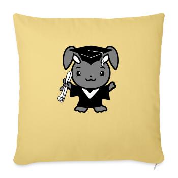 Bunny College School Graduation Abitur Certificate Sweet - Sofa pillow with filling 45cm x 45cm - washed yellow - Front