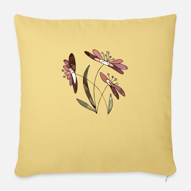 Blumen - Sofakissen mit Füllung 45 x 45 cm - Hellgelb
