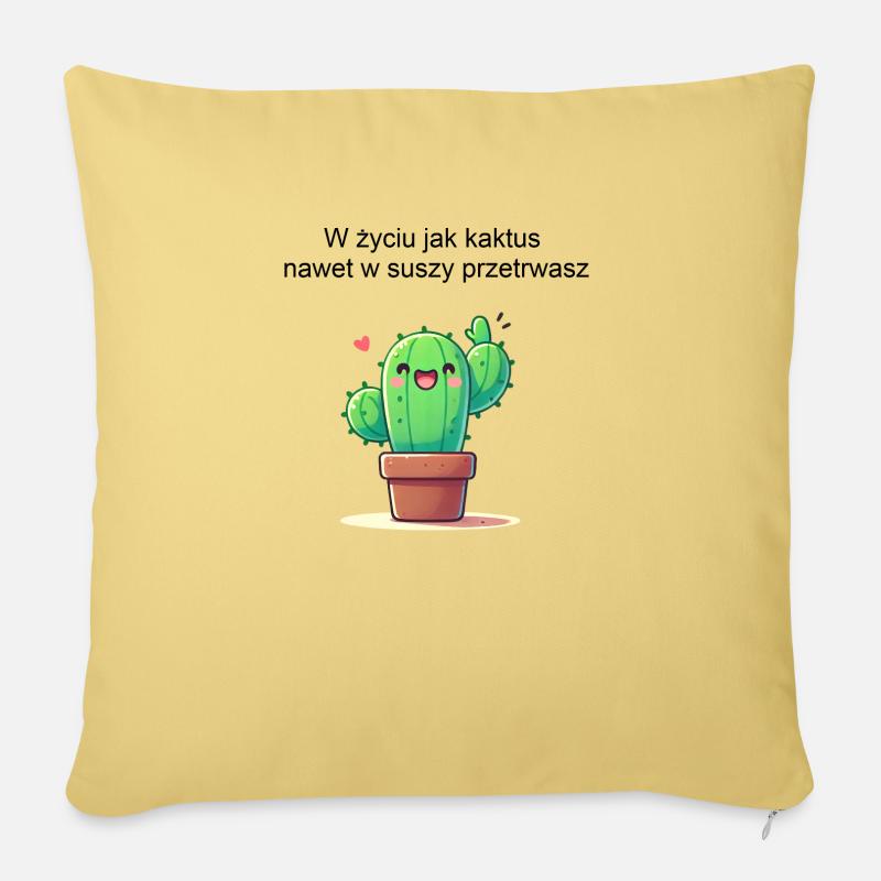 cactus - Sofa pillow with filling 45cm x 45cm - washed yellow