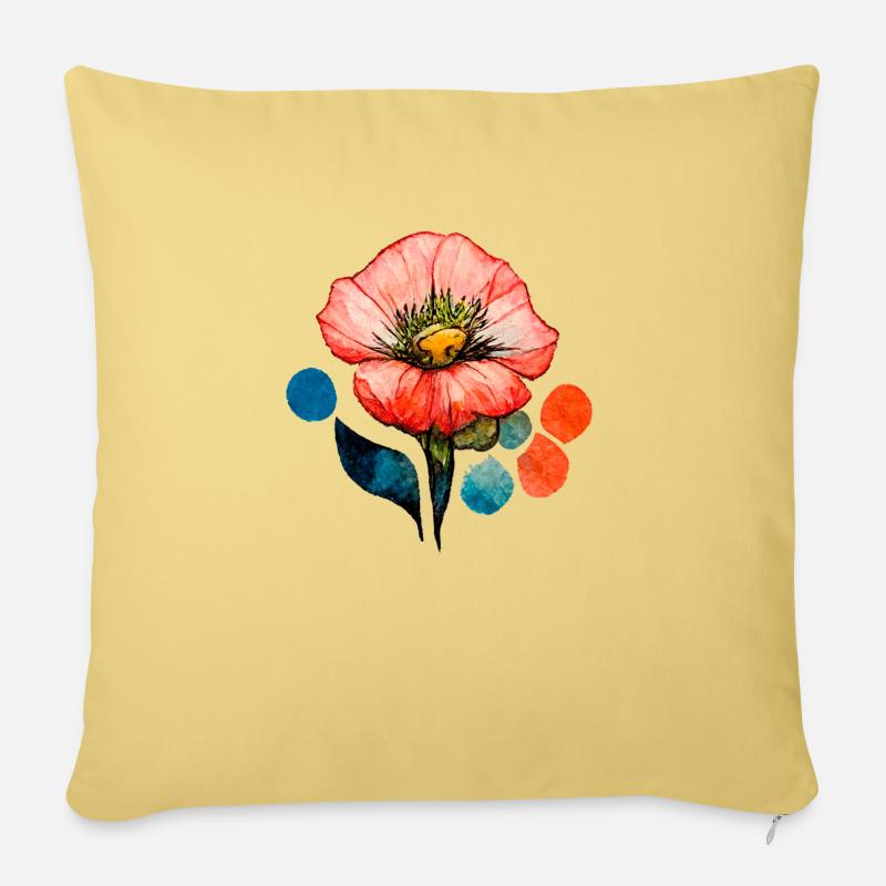 Fleur - Coussin et housse de 45 x 45 cm - jaune délavé