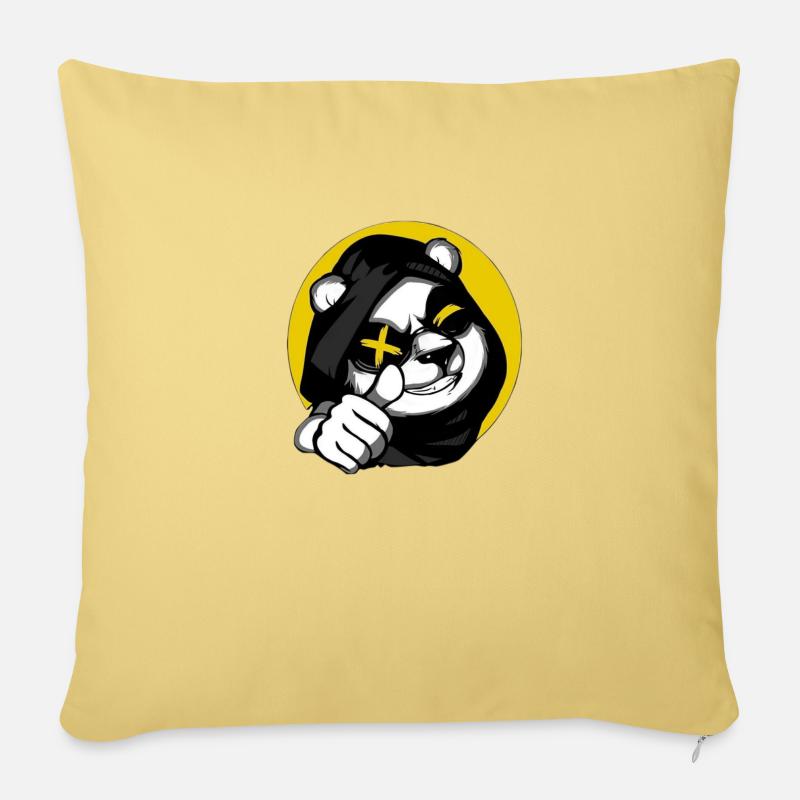 Bär und Panda - Sofakissen mit Füllung 45 x 45 cm - Hellgelb