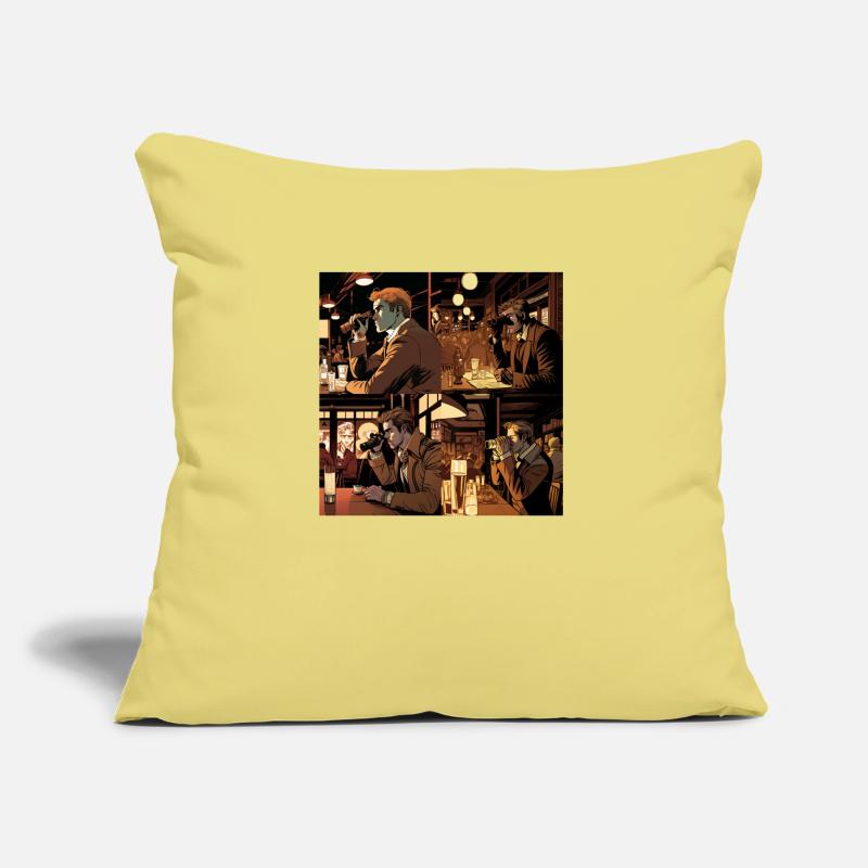 Person using binoculars to spy on target Sofa pillow with filling 45cm x 45cm