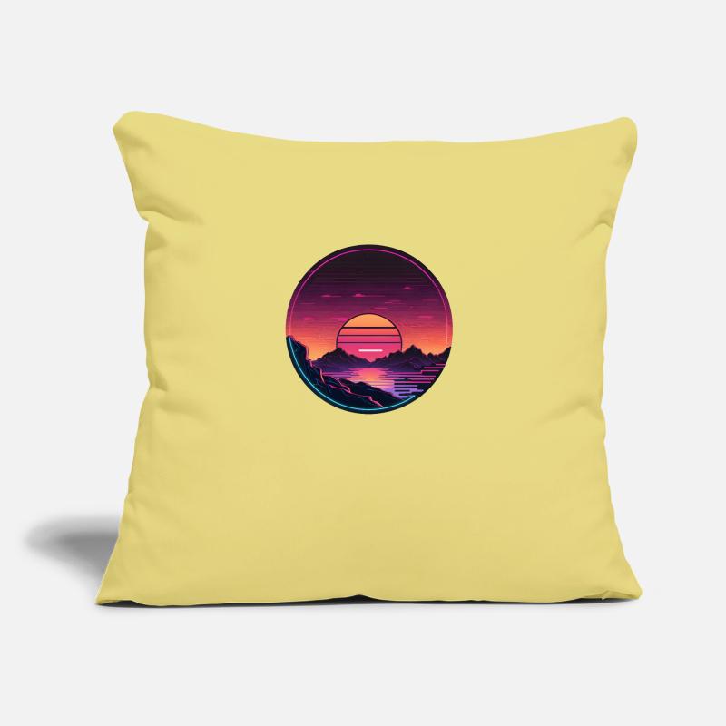 Synthwave Sunset Sofakissen mit Füllung 45 x 45 cm
