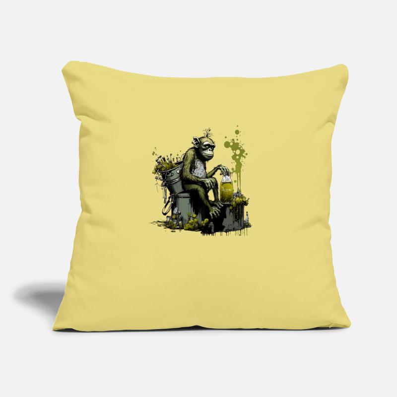 Chimpanzés devant la bouilloire de brassage, front spécial Coussin et housse de 45 x 45 cm