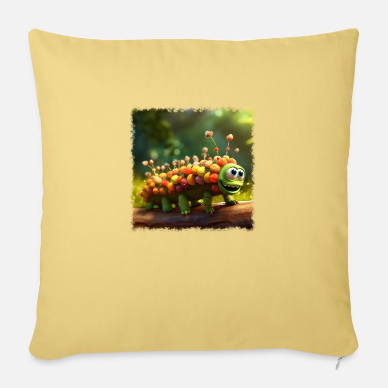 chenille mignonne - Coussin et housse de 45 x 45 cm - jaune délavé