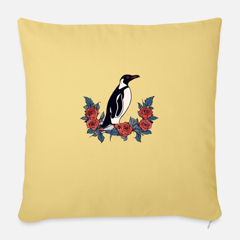 Pinguin - Sofakissen mit Füllung 45 x 45 cm - Hellgelb
