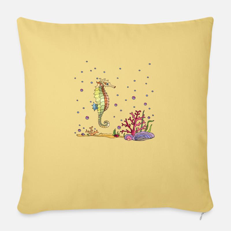 Seepferdchen - Sofakissen mit Füllung 45 x 45 cm - Hellgelb