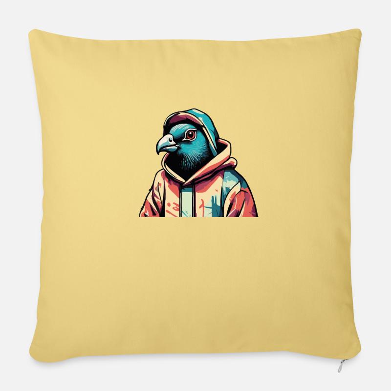 Oiseau de colombe de rue cool - Coussin et housse de 45 x 45 cm - jaune délavé