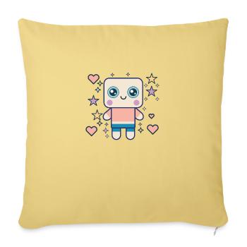 Design "Kawaii Pudding Pop" - Sofa pillow with filling 45cm x 45cm - washed yellow - Front