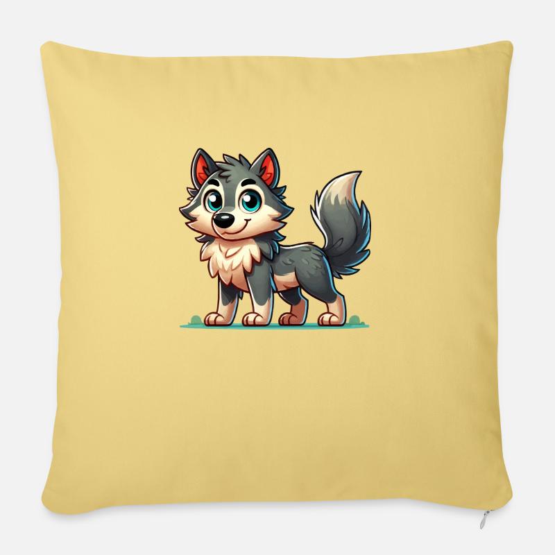 wolf comic 1 - Sofakissen mit Füllung 45 x 45 cm - Hellgelb
