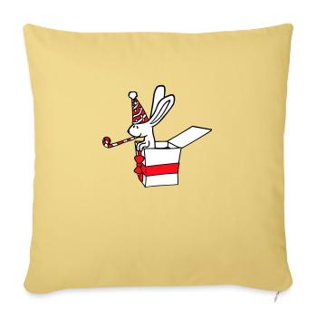 Lapin Anniversaire Années Vieux Cadeau Serviette Chapeau de fête - Coussin et housse de 45 x 45 cm - jaune délavé - Devant