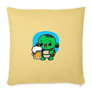 Tortue Bière Kawai - Coussin et housse de 45 x 45 cm - jaune délavé - Devant