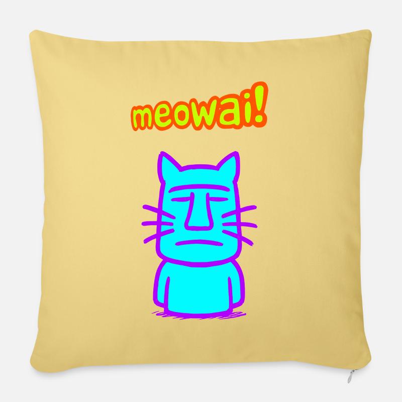 Moai Cat - Coussin et housse de 45 x 45 cm - jaune délavé