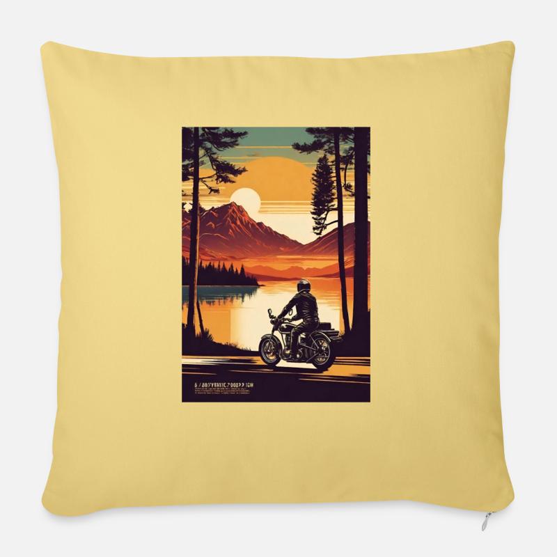 Motorradfahrer - Sofakissen mit Füllung 45 x 45 cm - Hellgelb