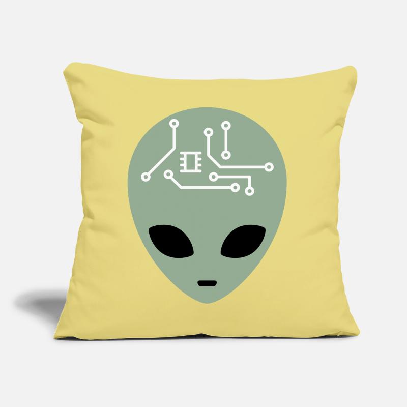 Alien Head avec circuits (trois couleurs) Coussin et housse de 45 x 45 cm