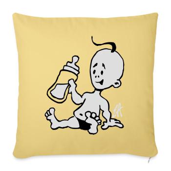 Baby with a milk bottle - Sofa pillow with filling 45cm x 45cm - washed yellow - Front