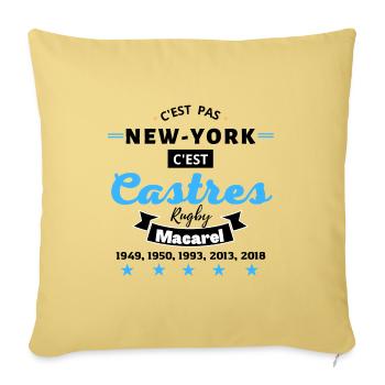 C'est pas NEW YORK, c'est Castres Rugby.N - Coussin et housse de 45 x 45 cm - jaune délavé - Devant