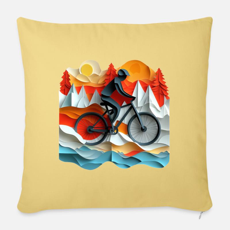 Fahrrad Ausflug - Sofakissen mit Füllung 45 x 45 cm - Hellgelb