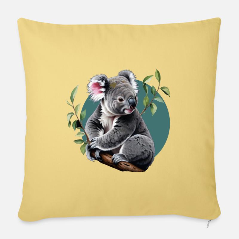 süßer Koala auf einem Baum - Sofakissen mit Füllung 45 x 45 cm - Hellgelb