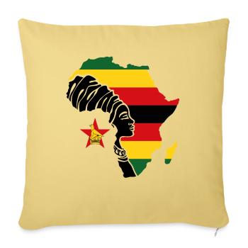 Zimbabwe Zim Zimbabwe Afrique Drapeau Noir Patrimoine - Coussin et housse de 45 x 45 cm - jaune délavé - Devant